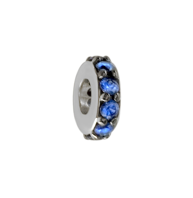 8mm Blue Sapphire Spacer, Roundel, 0.30CT in 14k White Gold
