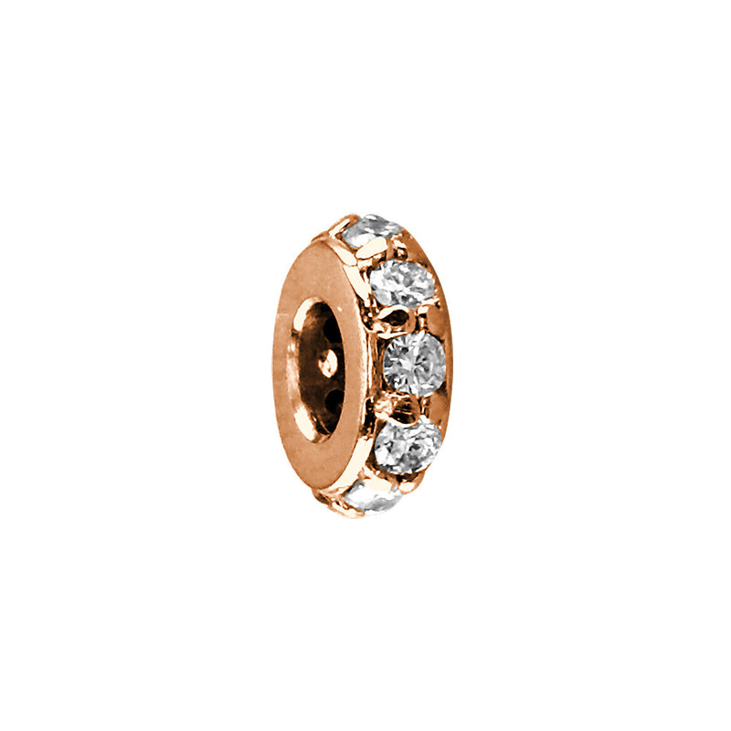 8mm Diamond Spacer, Roundel, 0.30CT in 14k Pink, Rose Gold