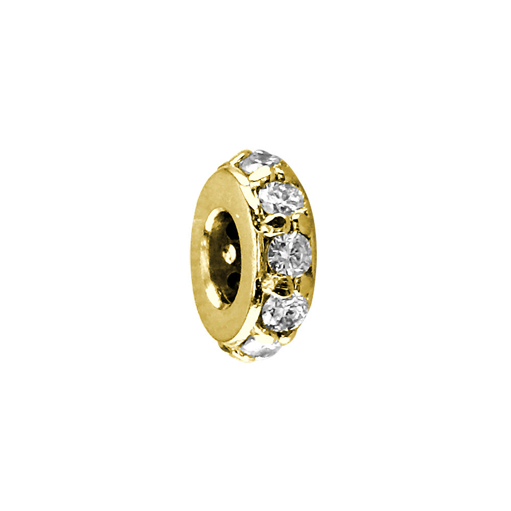 8mm Diamond Spacer, Roundel, 0.30CT in 14k Yellow Gold