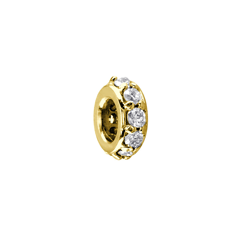 6.5mm Diamond Spacer, Roundel, 0.20CT in 14k Yellow Gold