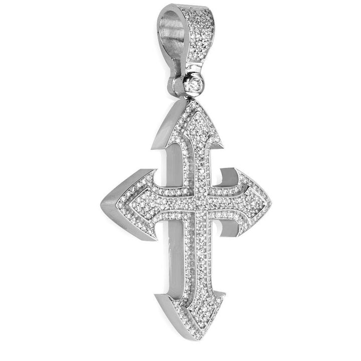 Huge Designer Diamond Cross Pendant, 4.00CT in 18K white gold