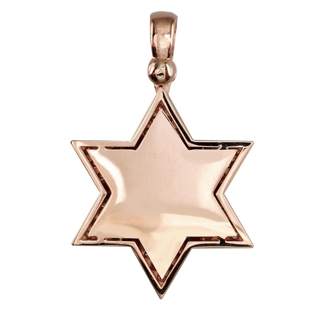 Large Diamond Star of David, Jewish Star Pendant, 2.05CT in 14K Pink, Rose Gold