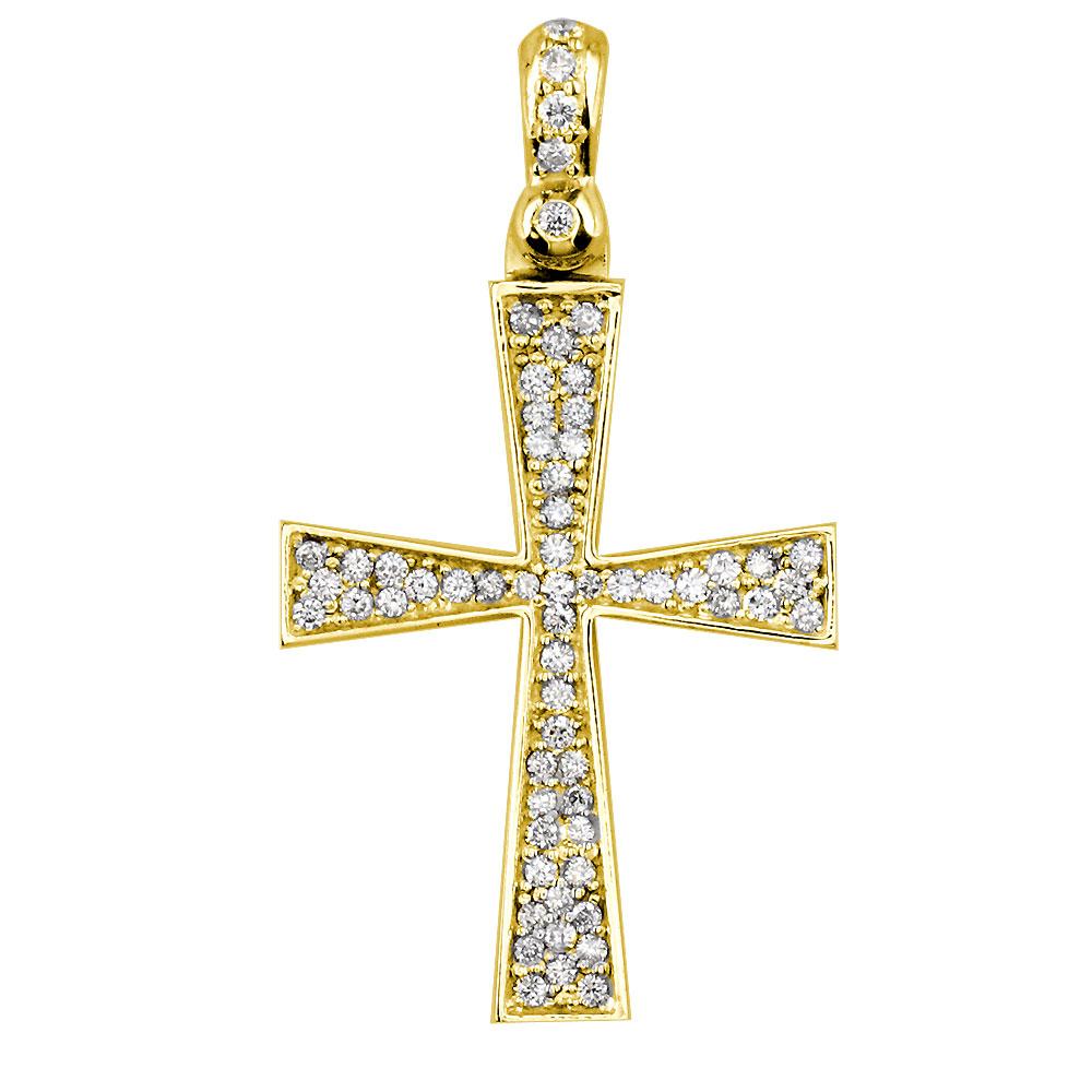 Diamond Cross Pendant, 0.75CT in 14K Yellow Gold