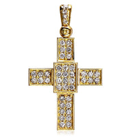 Smaller Size Diamond Cross Pendant, 1.65CT in 18K yellow gold
