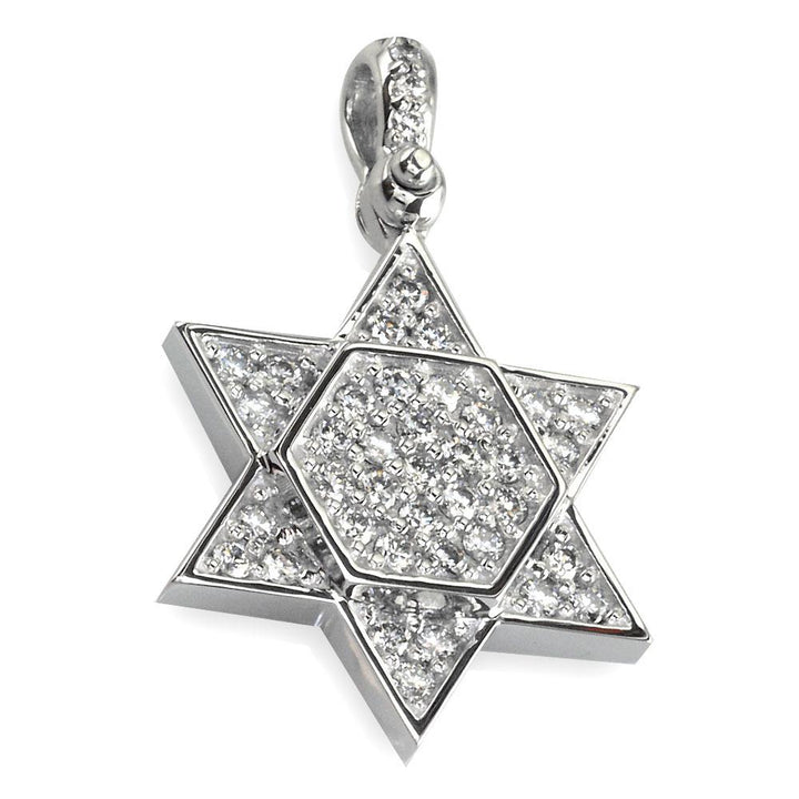 Diamond Star of David, Jewish Star Pendant, 1.0CT in 14K White Gold