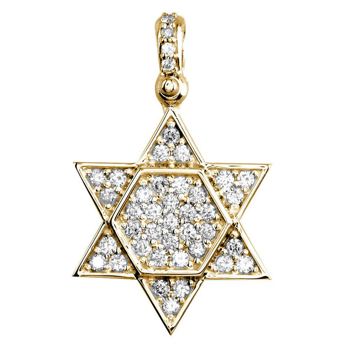 Diamond Star of David, Jewish Star Pendant, 1.0CT in 14K Yellow Gold