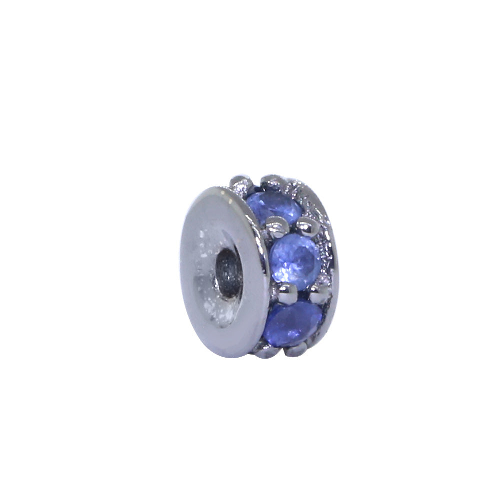 5mm Blue Sapphire Spacer, Roundel Pendant, 0.20CT in 14k White Gold