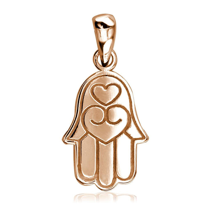 Small Hamsa, Hand of God Charm in 18K Pink, Rose Gold