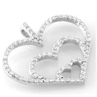 Triple Heart Diamond Pendant, 0.84CT in 14K White Gold