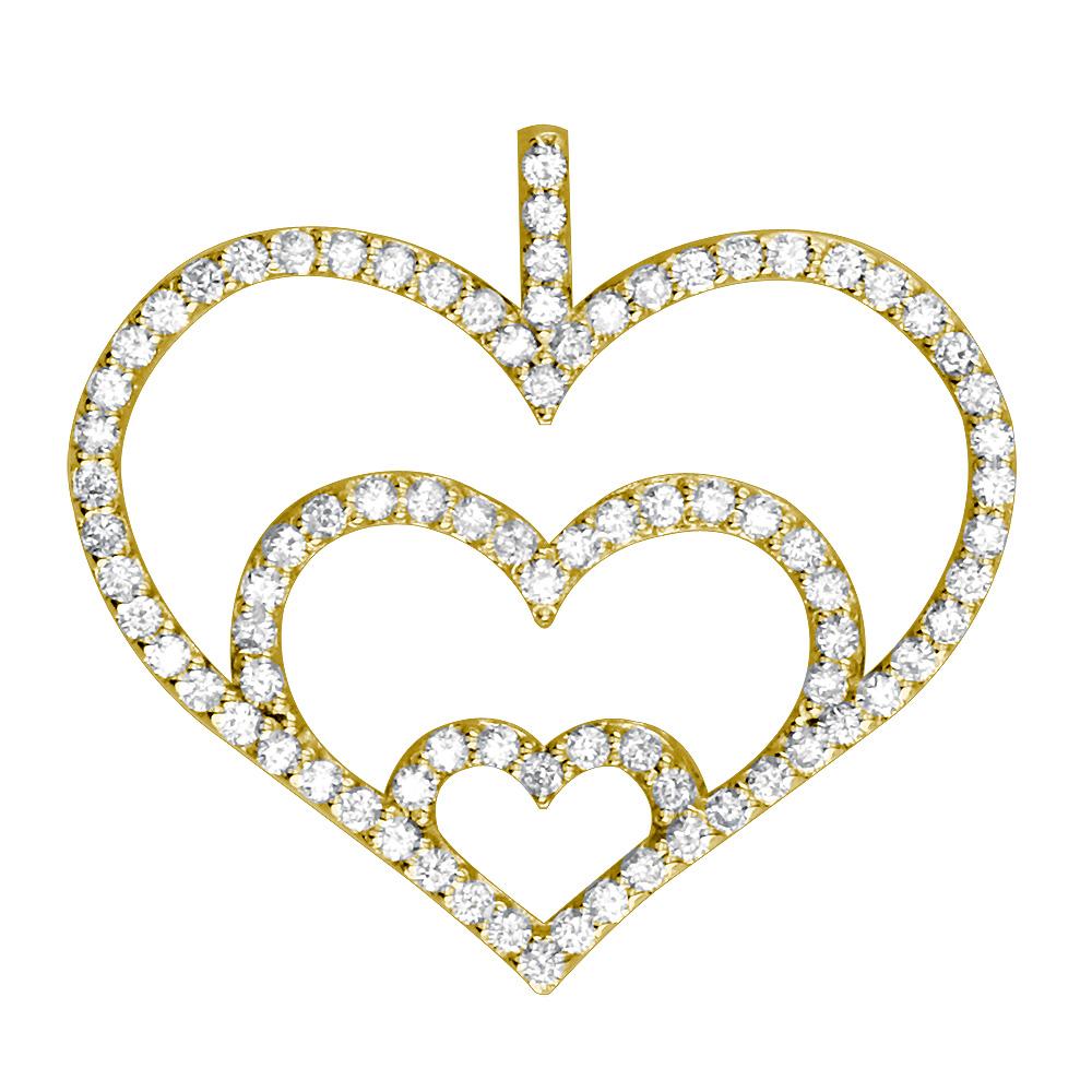 Triple Heart Diamond Pendant, 0.84CT in 18K yellow gold