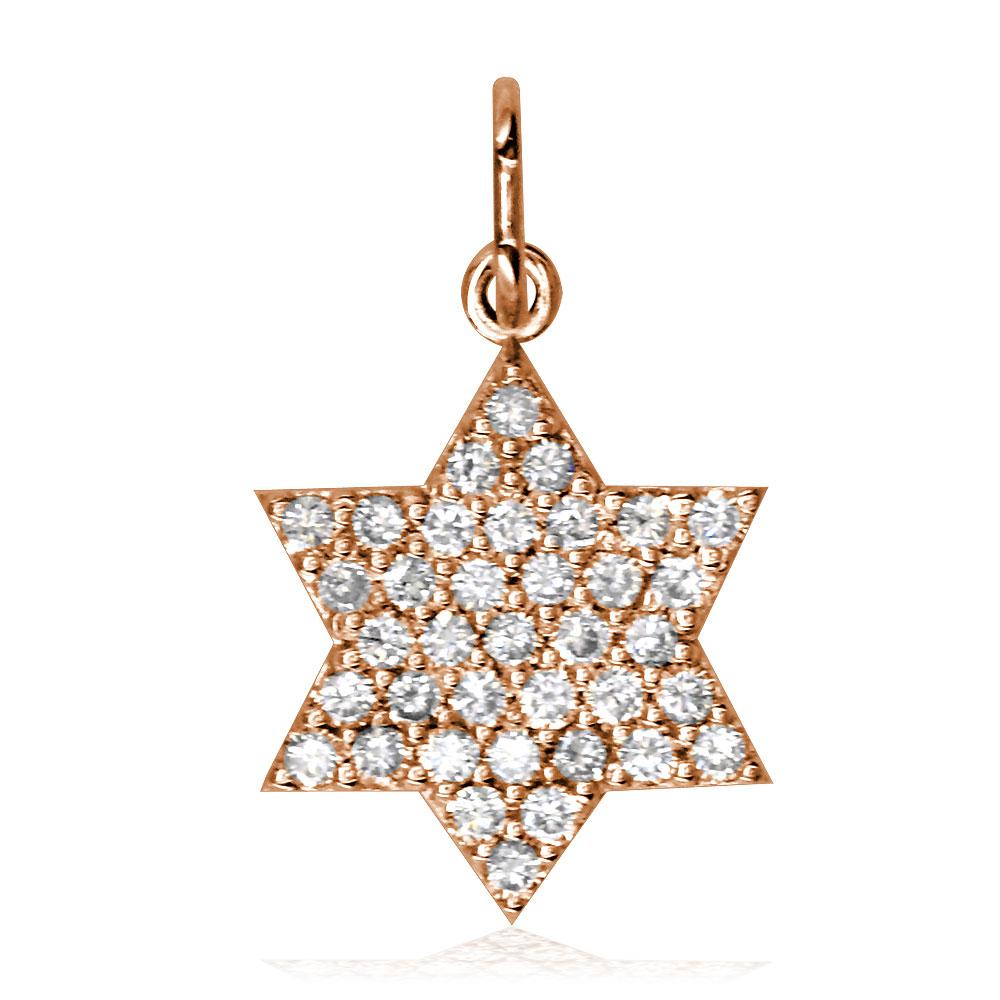 Small Diamond Star of David, Jewish Star Pendant, 0.44CT in 14K Pink, Rose Gold