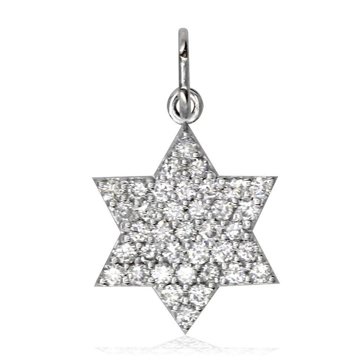 Small Diamond Star of David, Jewish Star Pendant, 0.44CT in 14K White Gold