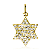 Small Diamond Star of David, Jewish Star Pendant, 0.44CT in 18K Yellow gold