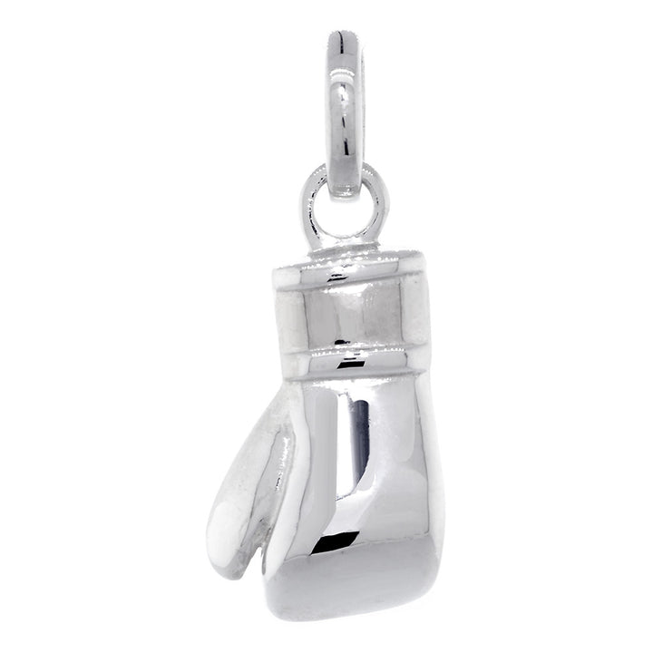 23mm Solid Left Handed Boxing Glove Pendant in 14k White Gold