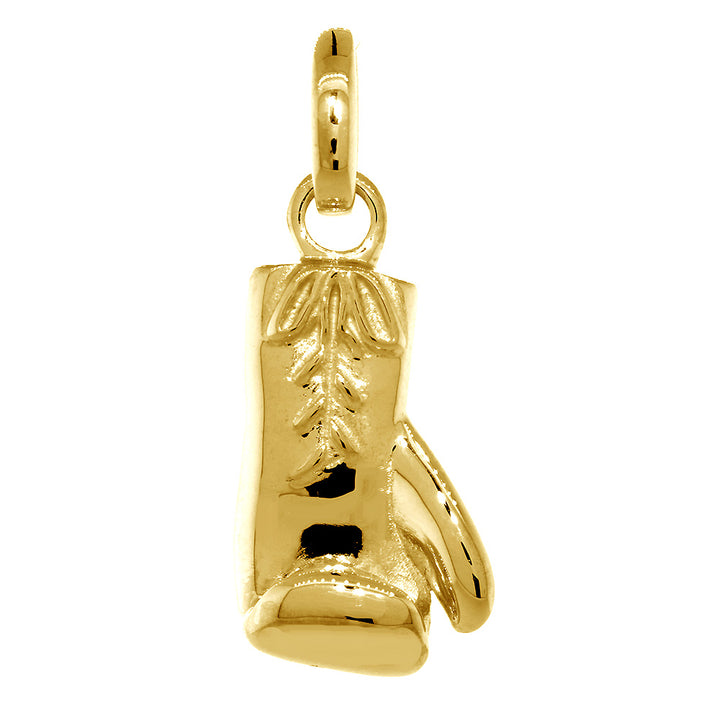 23mm Solid Left Handed Boxing Glove Pendant in 14k Yellow Gold