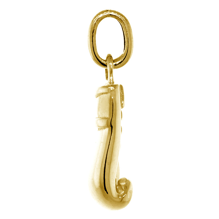 23mm Solid Left Handed Boxing Glove Pendant in 14k Yellow Gold