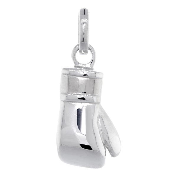 23mm Solid Right Handed Boxing Glove Pendant in 14k White Gold
