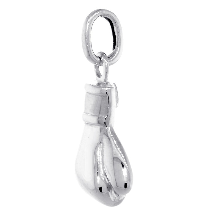 23mm Solid Right Handed Boxing Glove Pendant in 14k White Gold