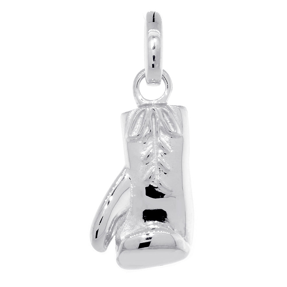 23mm Solid Right Handed Boxing Glove Pendant in Sterling Silver