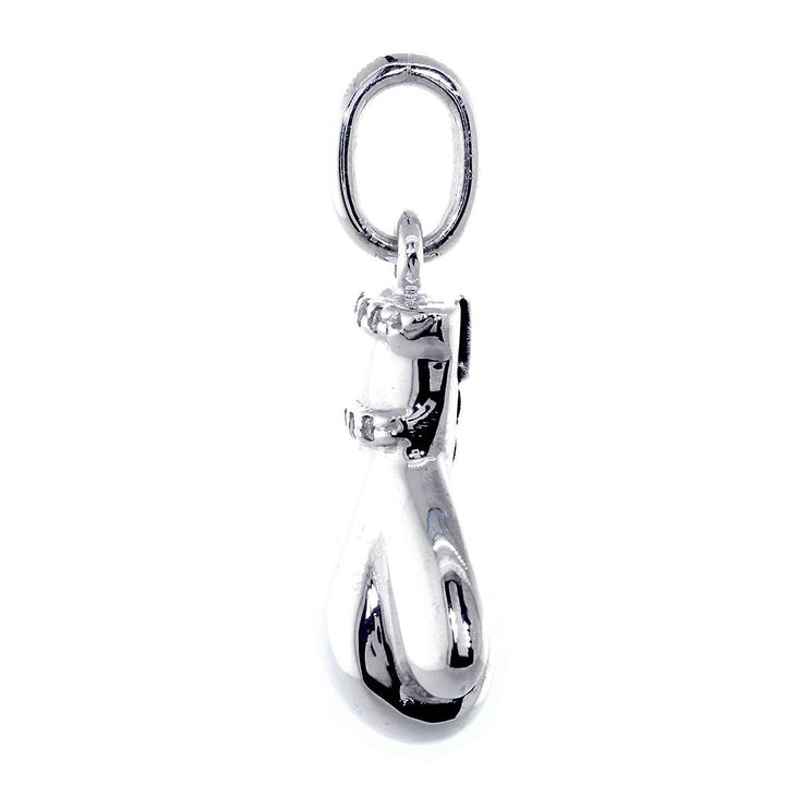 Right Handed Boxing Glove Pendant with Cubic Zirconias, 1 Inch in Sterling Silver