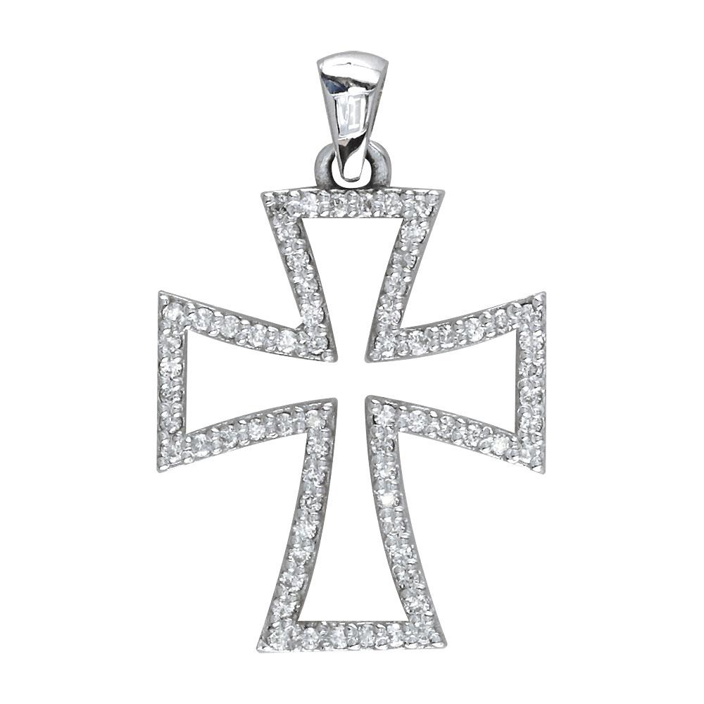 Open Diamond Cross Pendant, 0.50CT in 14K White Gold