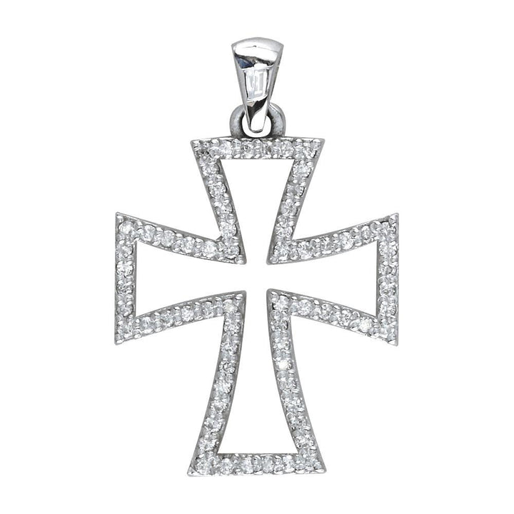 Open Diamond Cross Pendant, 0.50CT in 14K White Gold