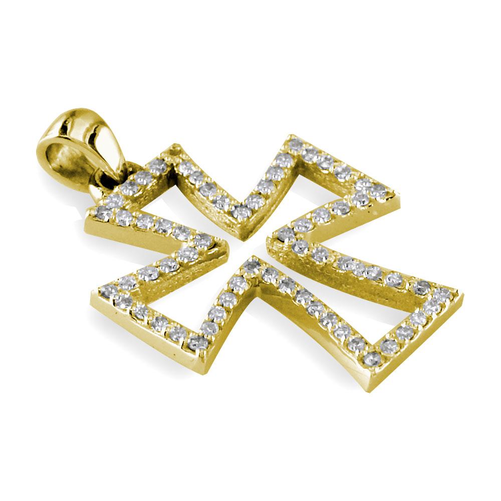 Open Diamond Cross Pendant, 0.50CT in 14K Yellow Gold