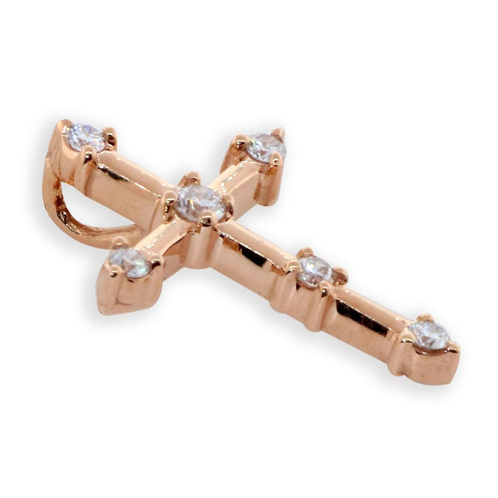 Diamond Cross with Gold Bars, 0.15CT in 18K Pink, Rose gold