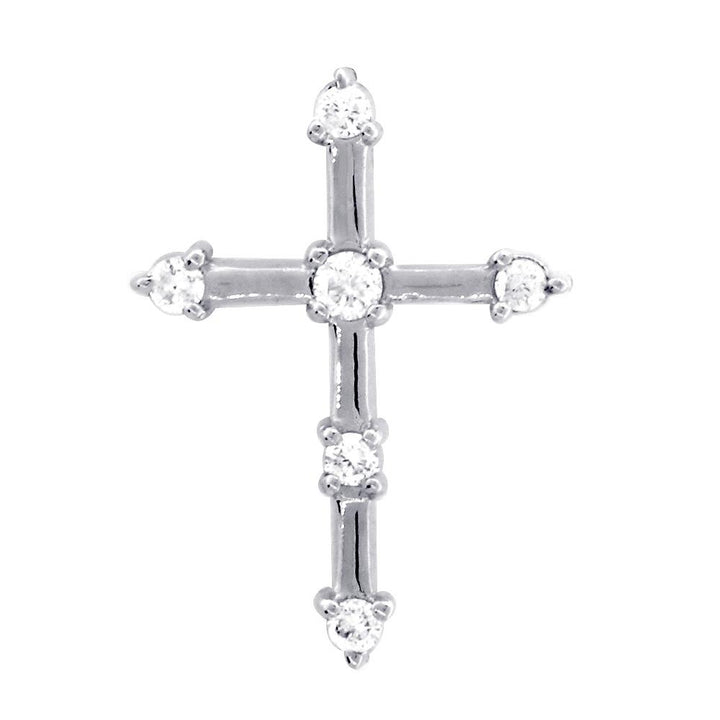 Diamond Cross with Gold Bars, 0.15CT in 14K White Gold