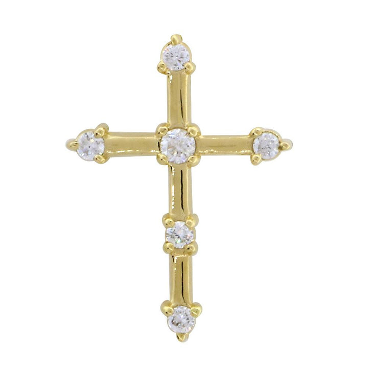 Diamond Cross with Gold Bars, 0.15CT in 14K Yellow Gold
