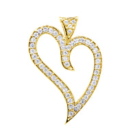 25mm Open Diamond Heart Pendant, 0.29CT in 14K White Gold