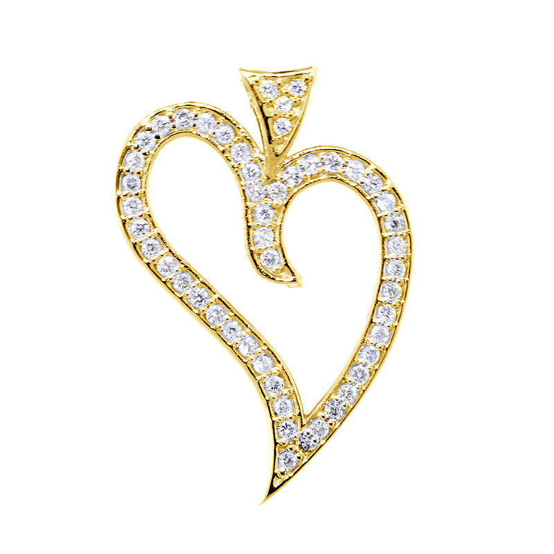 25mm Open Diamond Heart Pendant, 0.29CT in 14K White Gold