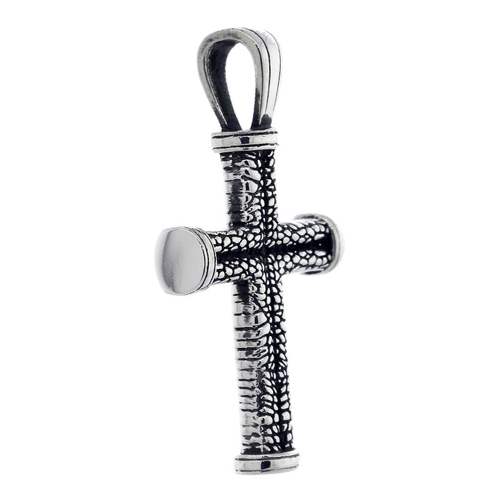 Solid Exotic Texture Cross Pendant in Sterling Silver