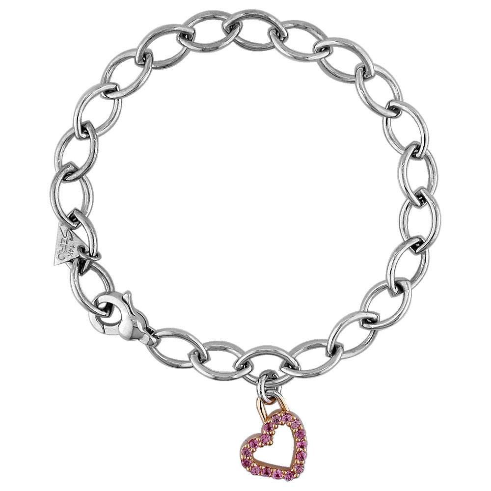 Marquise Link Bracelet with Open Sapphire Heart