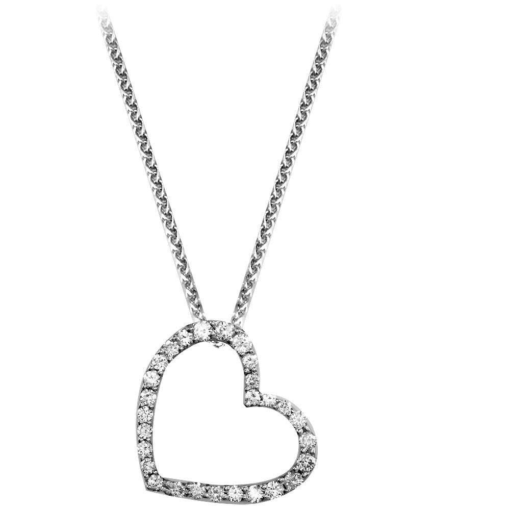 Leaning Diamond Heart Pendant and Chain - Tapering Version