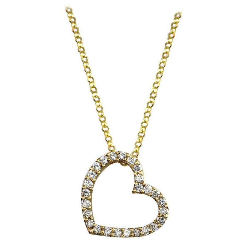 Leaning Diamond Heart Pendant and Chain in 14K