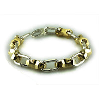 Mens Nut and Cable Links Bracelet in Bronze and Sterling Silver, 9 Inches