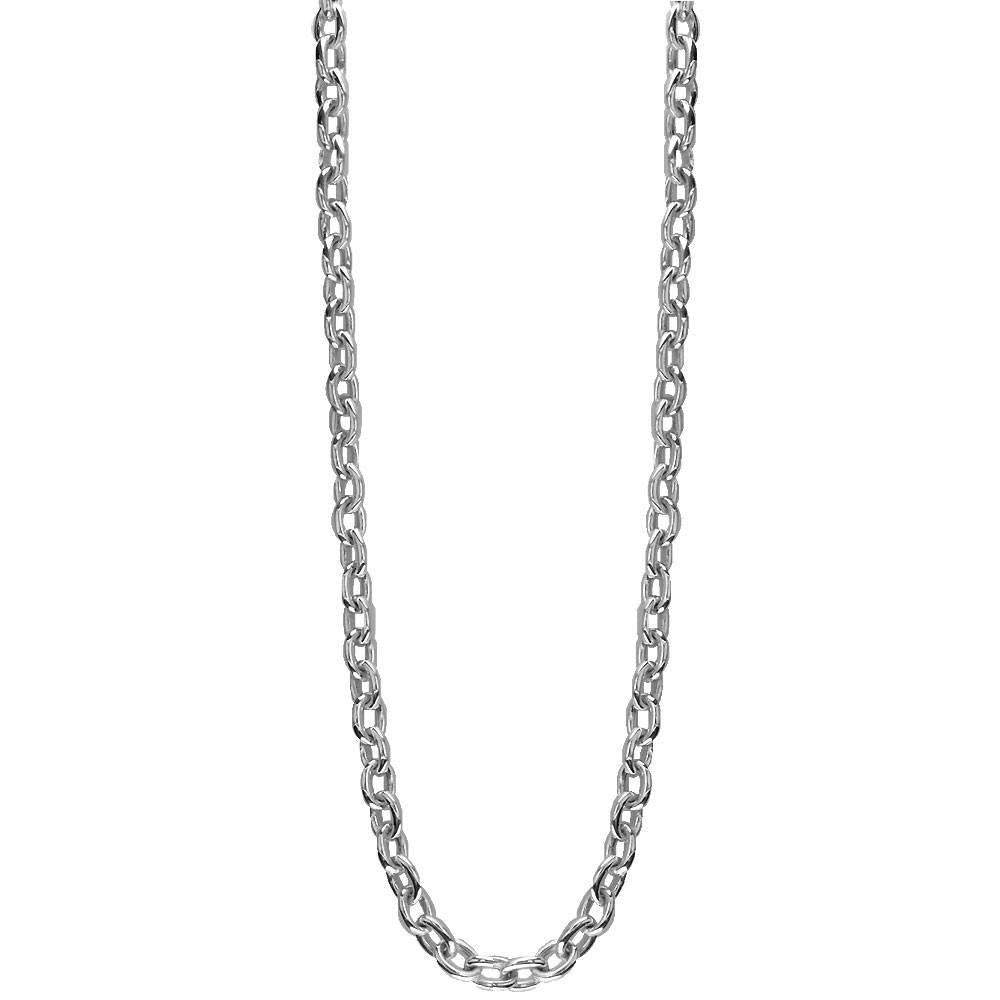 Handmade Open Oval Link Chain, 22 Inches in 14K White Gold