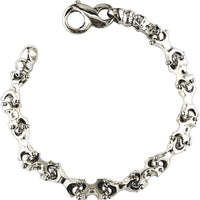 Solid X and Ball Links Bracelet, 8"
