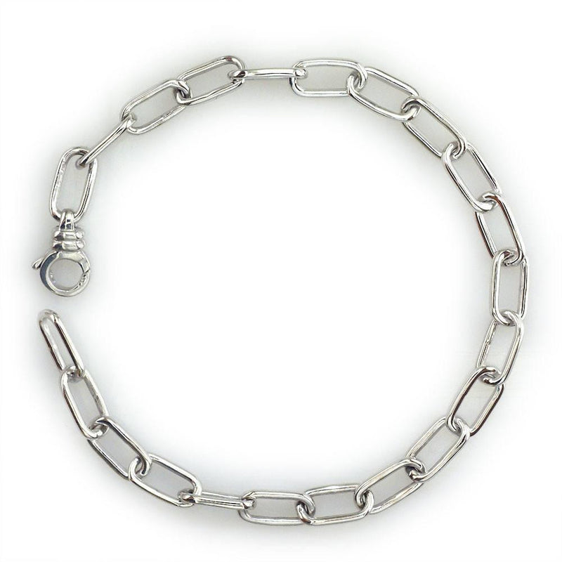 Thin Oval Link Bracelet 7" Long in 14K