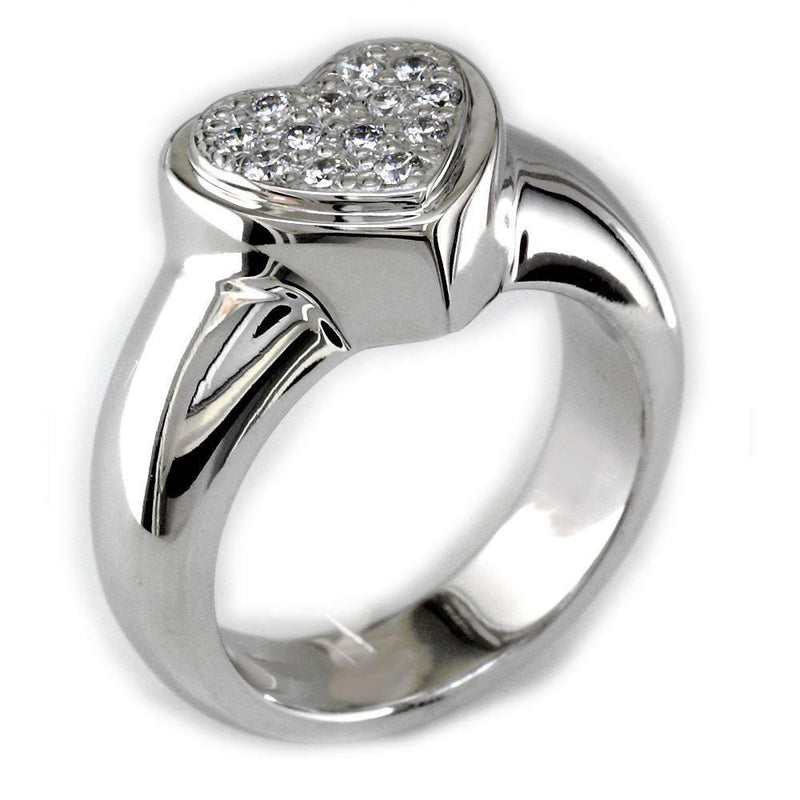 Cubic Zirconia Heart Ring in Sterling Silver