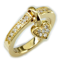 Dangling Heart Charm Diamond Ring in 18K Yellow Gold, 0.25CT