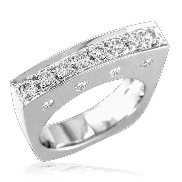 Rectangular Shape Diamond Ring in 14K White Gold, 0.75CT