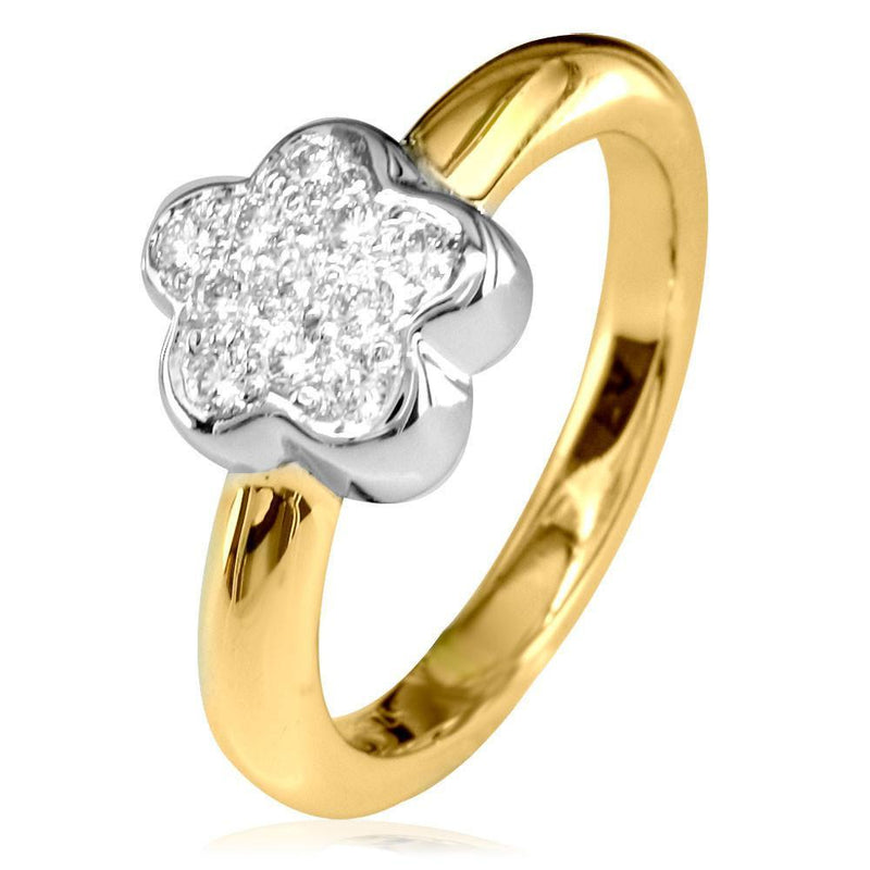 Diamond Flower Ring in 14K White and Yellow Gold
