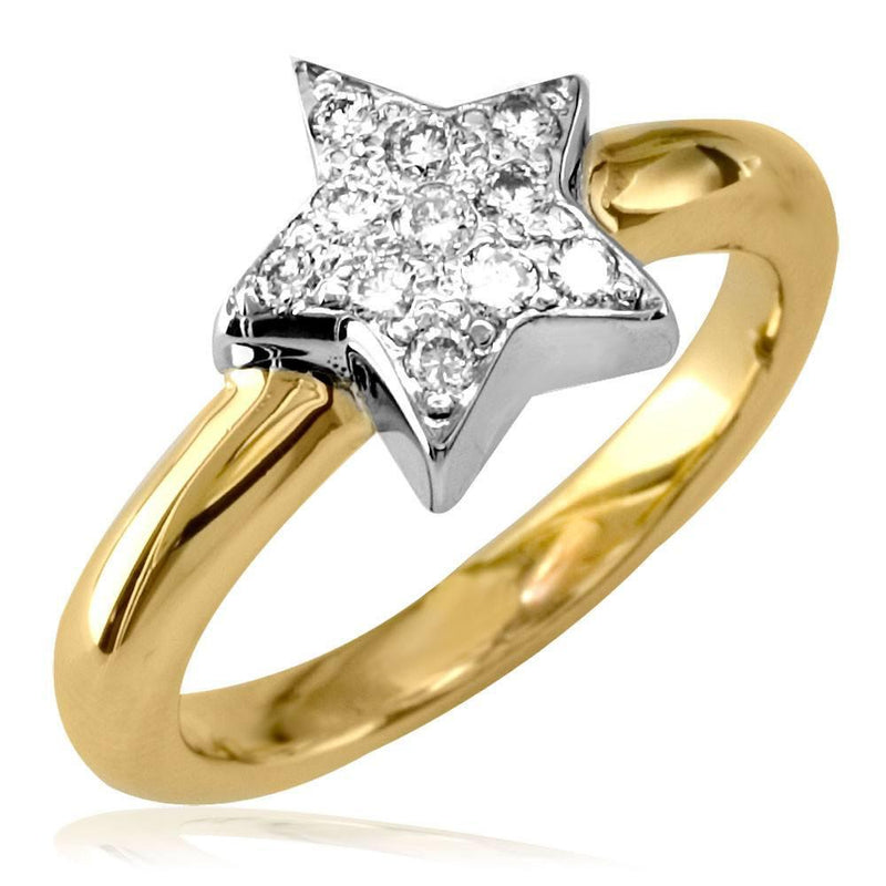 Diamond Star Ring in 14K White and Yellow Gold