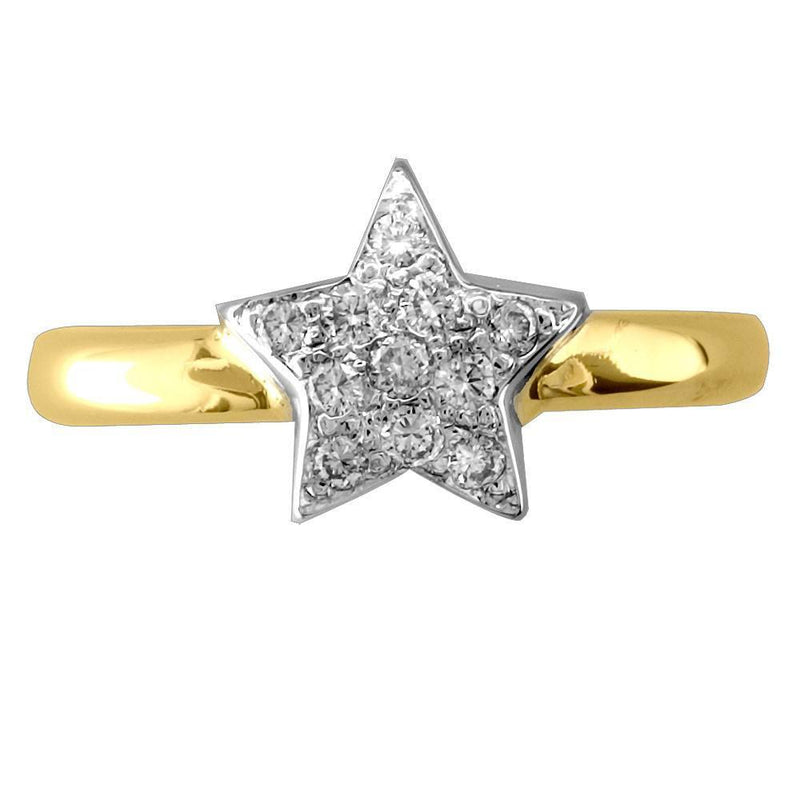 Diamond Star Ring in 14K White and Yellow Gold