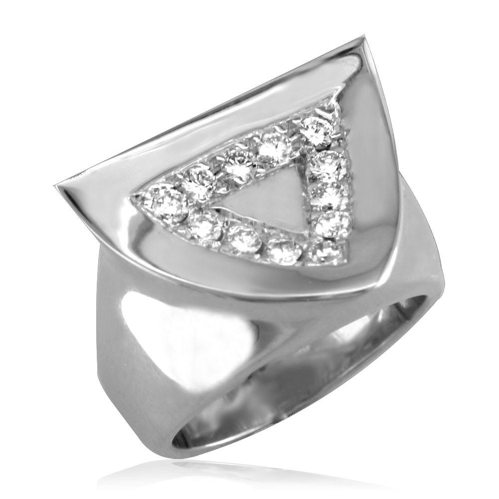 Concave Diamond Triangle Ring in 18K