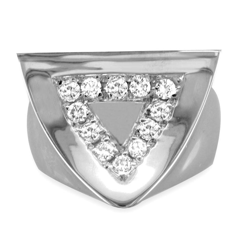 Concave Diamond Triangle Ring in 18K