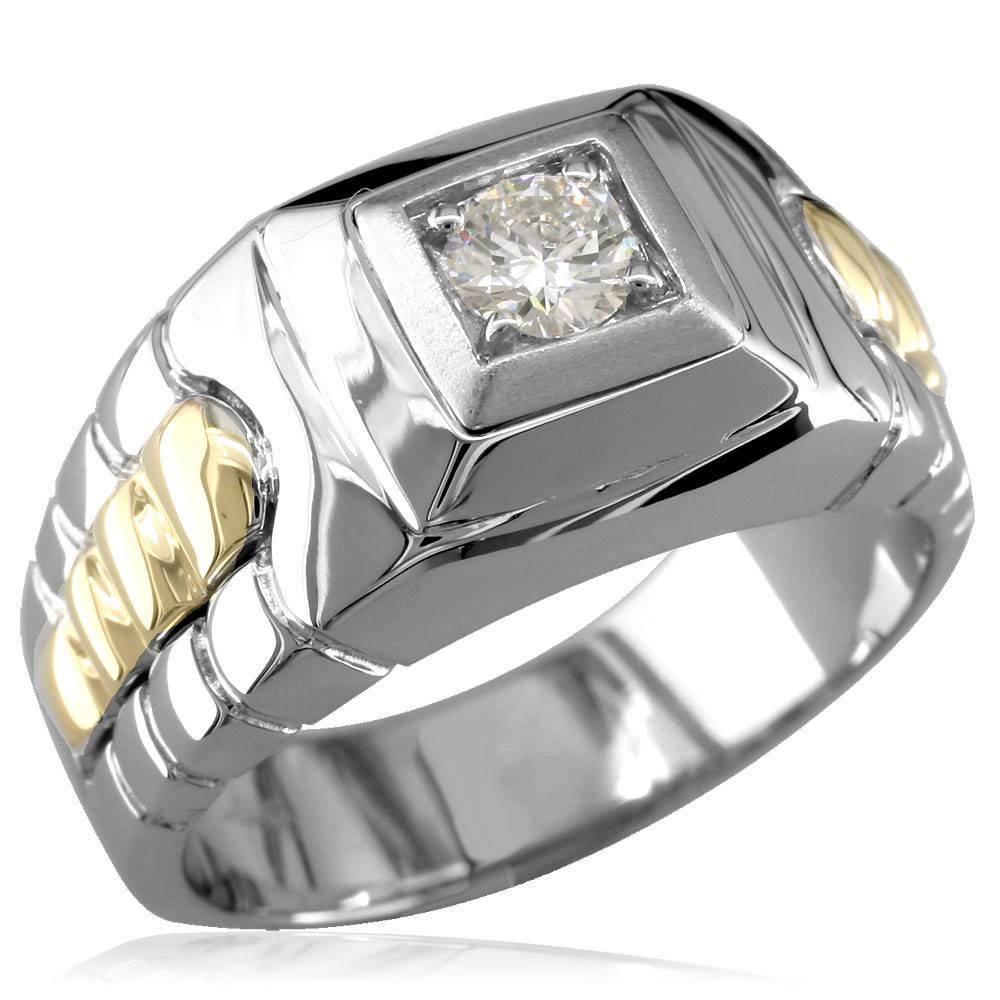 Mens Two Tone Diamond Ring MR-Z1643