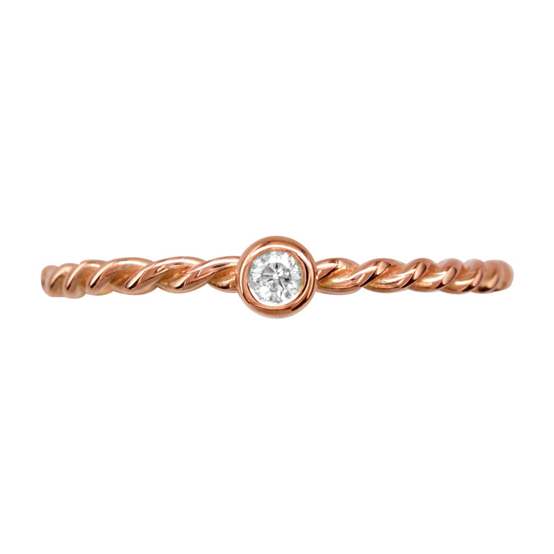 Thin Diamond Rope Ring in 14K Pink Gold